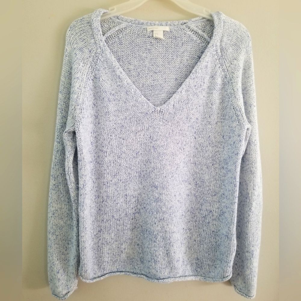 H&M Blue Open Knit Sweater Top size M Coastal Beach Preppy